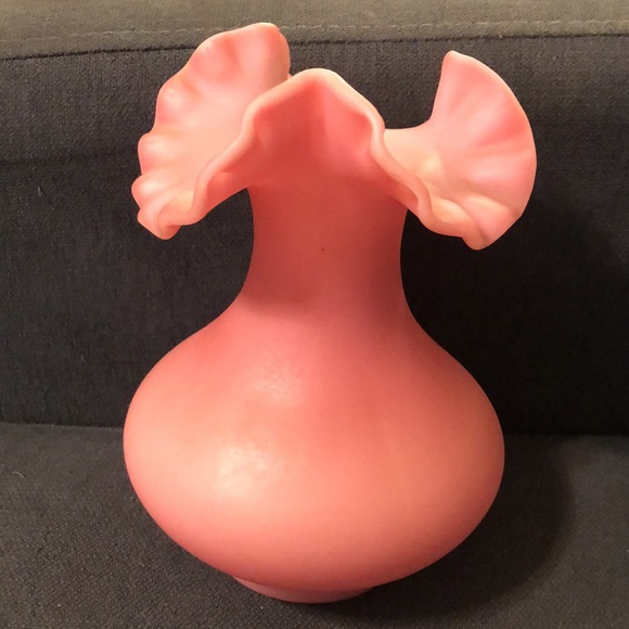Fenton Other - Vintage Antique Fenton Glass Peach Blow Vase Victorian Style Pink Satin w/ Tag